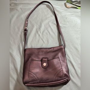 Stone Mountain Purse Handbag Shoulder Bag Black Pebbled Leather w/ Buckle Strap